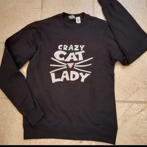 New "Crazy Cat Lady" S black sweatshirt Port & Co funny kitty